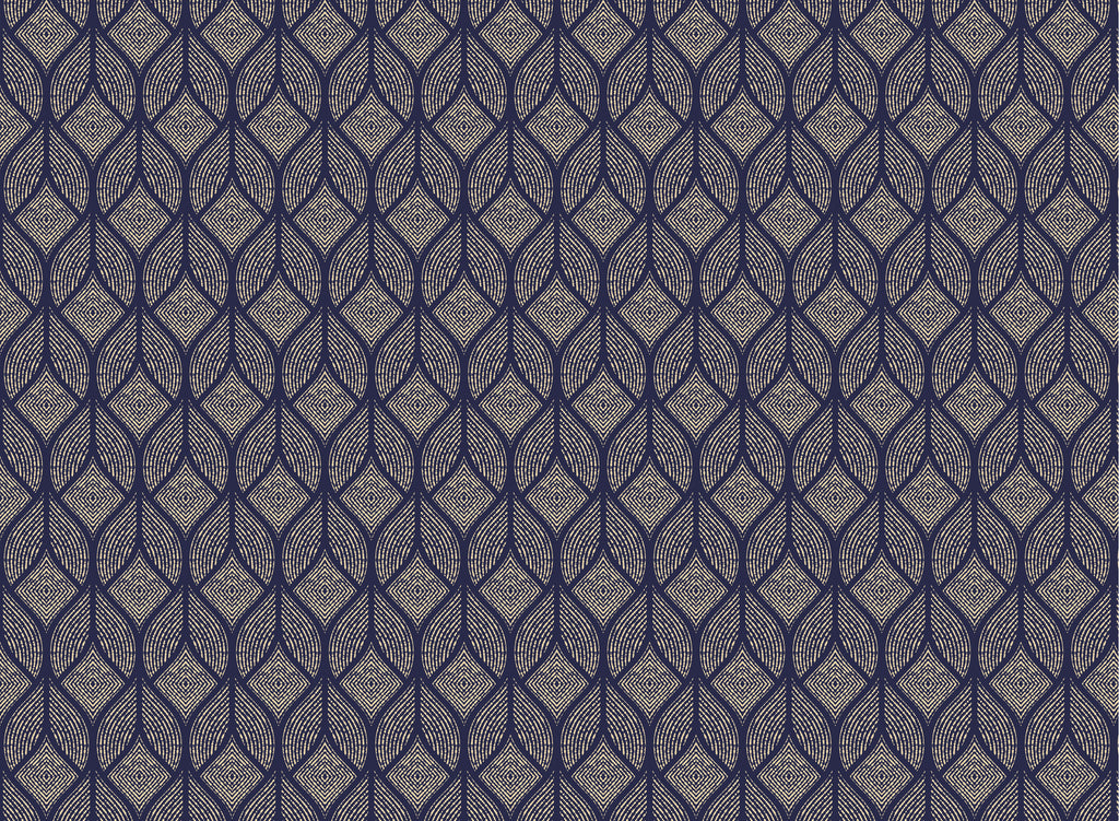 Navy Ogee Wallpaper : Gold Geometric Leaf Pattern Mural - flat design