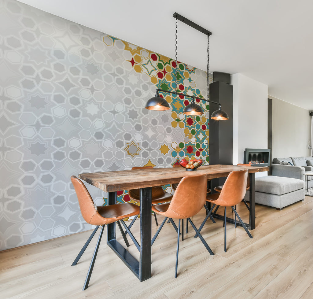 Moroccan Star Tile Wallpaper : Geometric Mosaic Mural - View 3