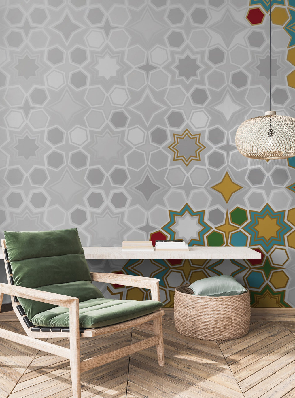 Moroccan Star Tile Wallpaper : Geometric Mosaic Mural - View 4