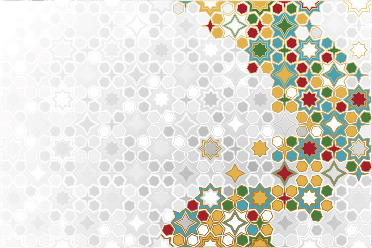 Moroccan Star Tile Wallpaper : Geometric Mosaic Mural - flat design
