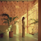 Hula Girl Wallpaper : Retro Hawaiian Pattern on Peach Mural - View 3