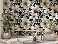 Black and White Floral Wallpaper : Bold Modern Bloom Pattern Mural