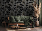 Black and White Floral Wallpaper : Bold Modern Bloom Pattern Mural - View 3