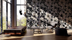 Black and White Floral Wallpaper : Bold Modern Bloom Pattern Mural - View 4