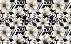 Black and White Floral Wallpaper : Bold Modern Bloom Pattern Mural - flat design
