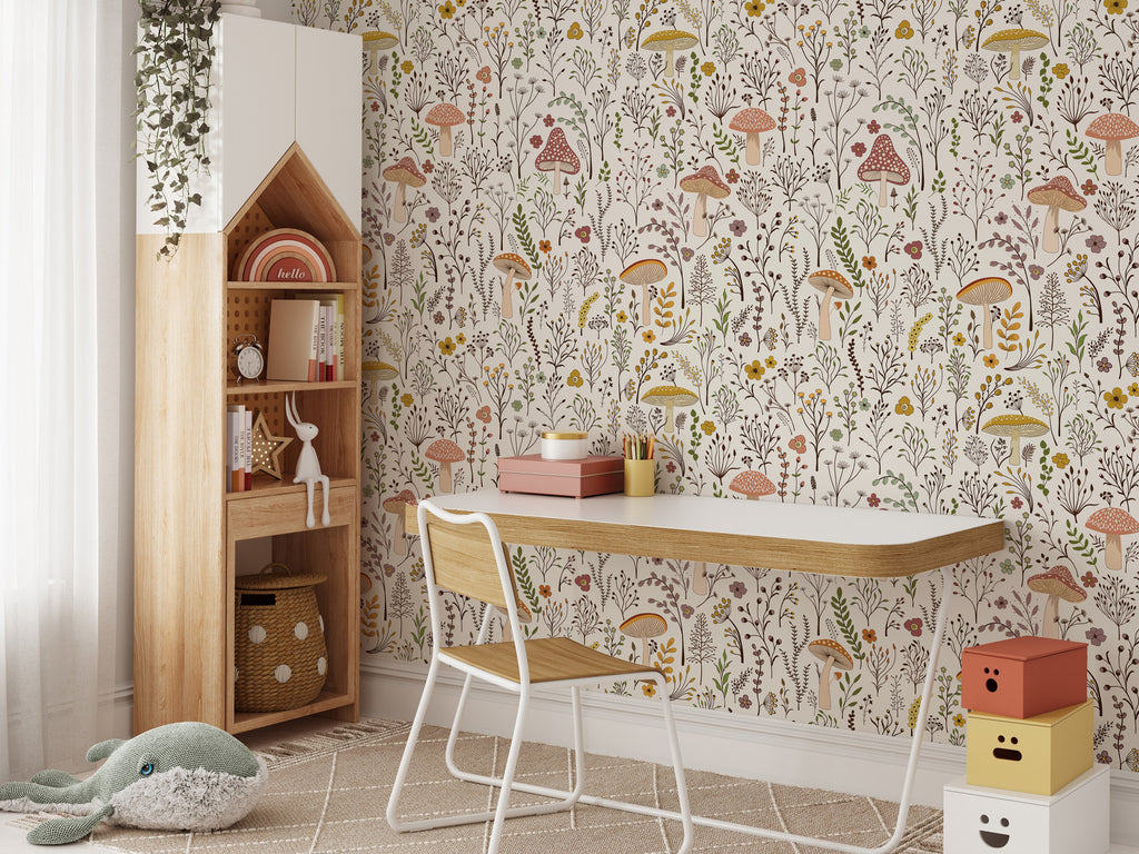 Mushroom Garden Wallpaper : Wildflower Folk Pattern