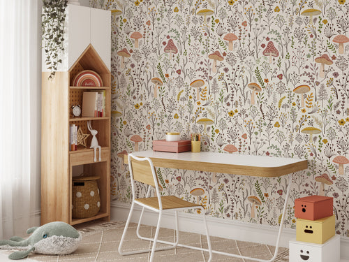 Mushroom Garden Wallpaper : Wildflower Folk Pattern