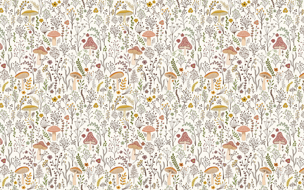 Mushroom Garden Wallpaper : Wildflower Folk Pattern - View 2