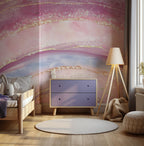 Pink Marble Wallpaper : Rainbow Agate with Gold Glitter Mural