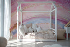 Pink Marble Wallpaper : Rainbow Agate with Gold Glitter Mural - View 3