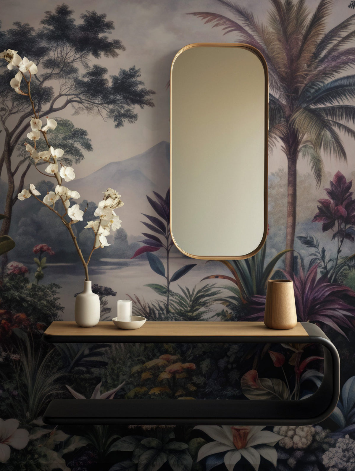 Tropical Garden Wallpaper : Lush Jungle and Lake Scenery Mural - View 5