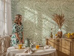 Sage Leaf Wallpaper : Arts and Crafts Foliage Pattern Mural - View 5