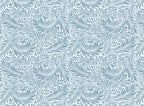 Blue Leaf Wallpaper : Arts and Crafts Foliage Pattern Mural - flat design