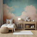 Pink and Blue Cloud Wallpaper : Painterly Sky Mural