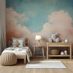 Pink and Blue Cloud Wallpaper : Painterly Sky Mural