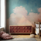 Pink and Blue Cloud Wallpaper : Painterly Sky Mural - View 2