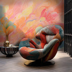 Pink Abstract Watercolor Wallpaper : Coral Marble Swirl Mural - View 5