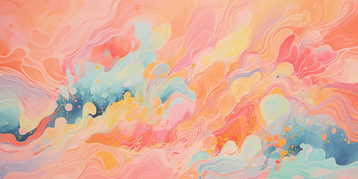 Pink Abstract Watercolor Wallpaper : Coral Marble Swirl Mural - flat design