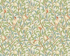 Bird and Pomegranate Wallpaper : Retro Botanical Branch Mural - flat design