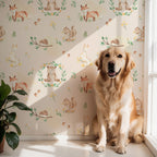 Woodland Animals Wallpaper : Fox, Bear and Squirrel Nursery Pattern Mural - View 2