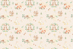Woodland Animals Wallpaper : Fox, Bear and Squirrel Nursery Pattern Mural - flat design