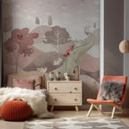 Elephant Friends Wallpaper : Pastel Hills Kids Mural - View 2