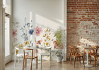 Watercolor Wildflower Wallpaper : White Meadow Flower Mural - View 4