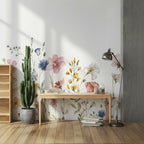 Watercolor Wildflower Wallpaper : White Meadow Flower Mural - View 5