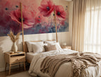 Pink Poppy Wallpaper : Painterly Flower Field Mural - View 4