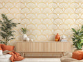 Gold Art Deco Wallpaper : Scallop Fan Pattern