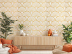 Gold Art Deco Wallpaper : Scallop Fan Pattern