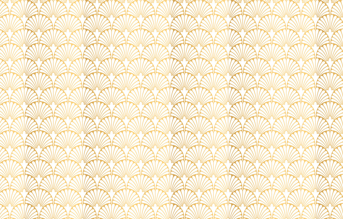 Gold Art Deco Wallpaper : Scallop Fan Pattern - View 2
