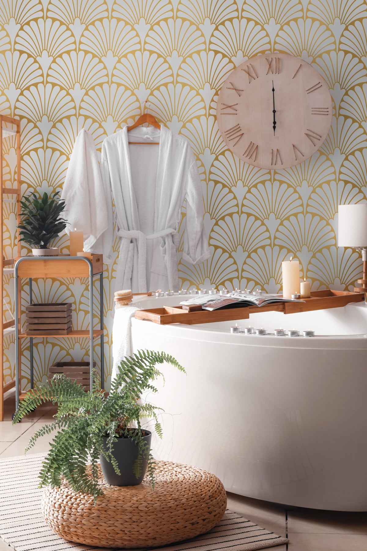 Gold Art Deco Wallpaper : Scallop Fan Pattern - View 4
