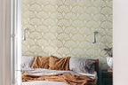 Gold Art Deco Wallpaper : Scallop Fan Pattern - View 5