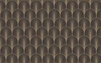 Gold Art Deco Wallpaper : Brown Fan Scallop Pattern Mural - flat design