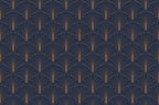 Navy Art Deco Wallpaper : Gold Fan Scallop Pattern Mural - flat design