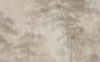 Beige Forest Wallpaper : Abstract Misty Tree Mural - flat design