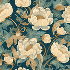Teal Peony Wallpaper : Gold Art Nouveau Floral Wall Mural - View 2