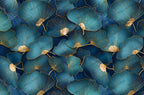 Teal Ginkgo Wallpaper : Gold Veined Leaf Luxury Wall Mural - View 2