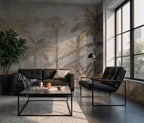 Gold Tropical Forest Wallpaper : Misty Palm Jungle Mural - View 3