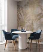 Gold Tropical Forest Wallpaper : Misty Palm Jungle Mural - View 4