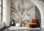 Beige Banana Leaf Wallpaper : Soft Tropical Plant Mural - View 2