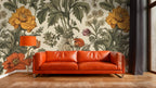 Vintage Floral Wallpaper : Cream Botanical Poppy and Wildflower Mural