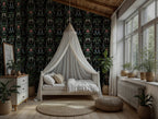 Dark Fantasy Nature Wallpaper : Rabbits and Owls Folk Pattern - View 3