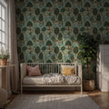 Orange Tree Wallpaper : Green Garden with River and Deer Mural