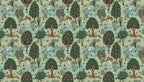 Orange Tree Wallpaper : Green Garden with River and Deer Mural - flat design