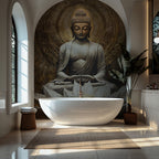 Gold Buddha Wallpaper : Lotus Meditation Art Mural