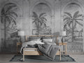 Grey Arch Wallpaper : Classical Arches and Palm Tree Mural
