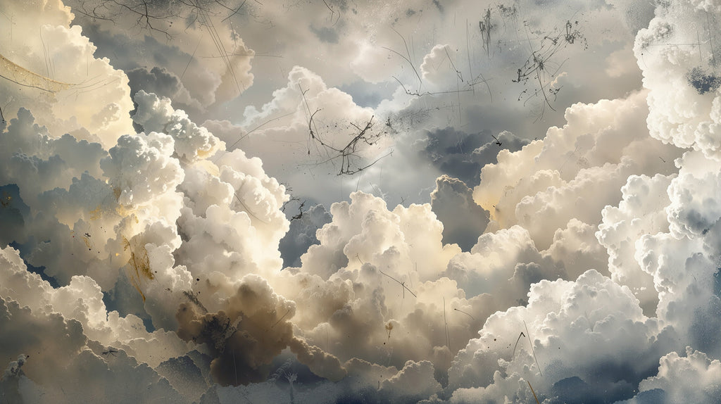 Cloud Wallpaper : Dramatic Sky Painting Mural - flat design