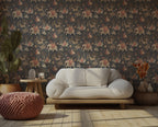 Indian Elephant Wallpaper : Tiger and Palm Folk Art Mural - View 2